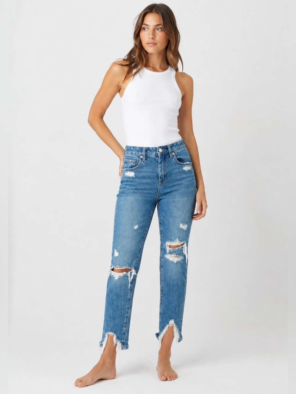 Blank NYC The Madison Crop High‎ Rise Denim Blue Jeans